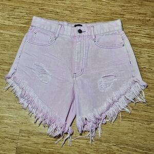 Pink Frayed Women's Shorts